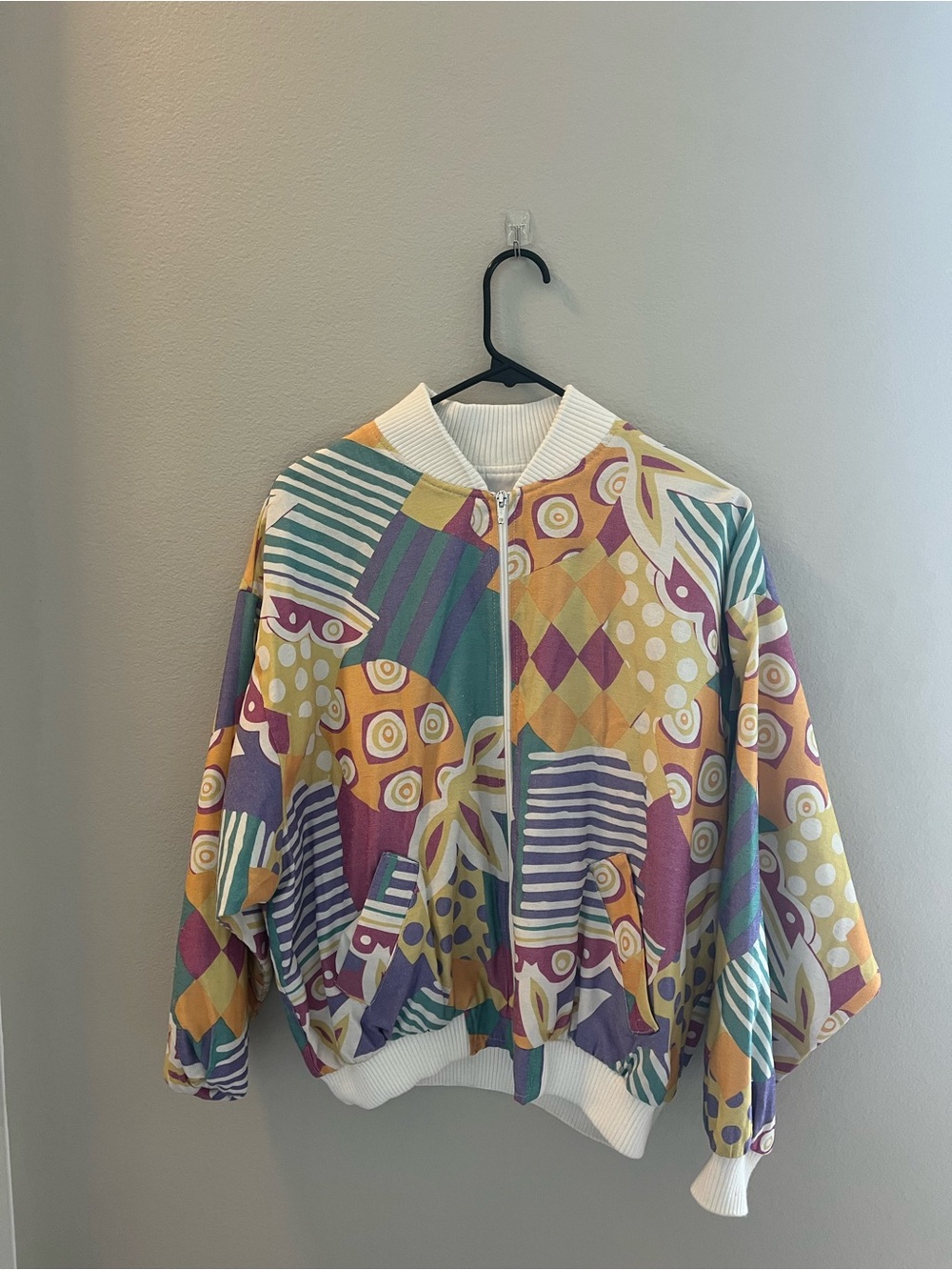 Vintage Starline Abstract Pattern Bomber Jacket Multi Color S/M